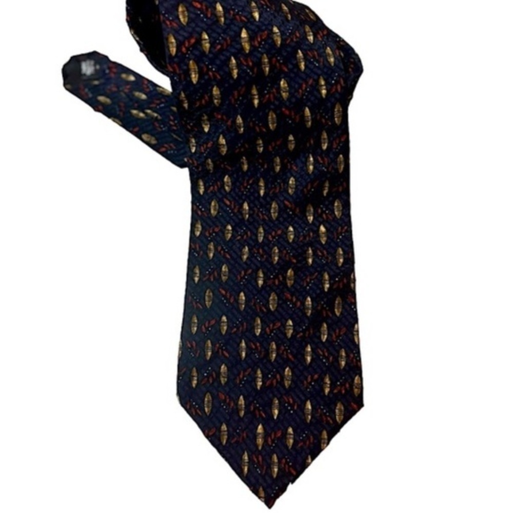 NEW Kenneth Cole New York Navy Blue and Gold Silk Necktie